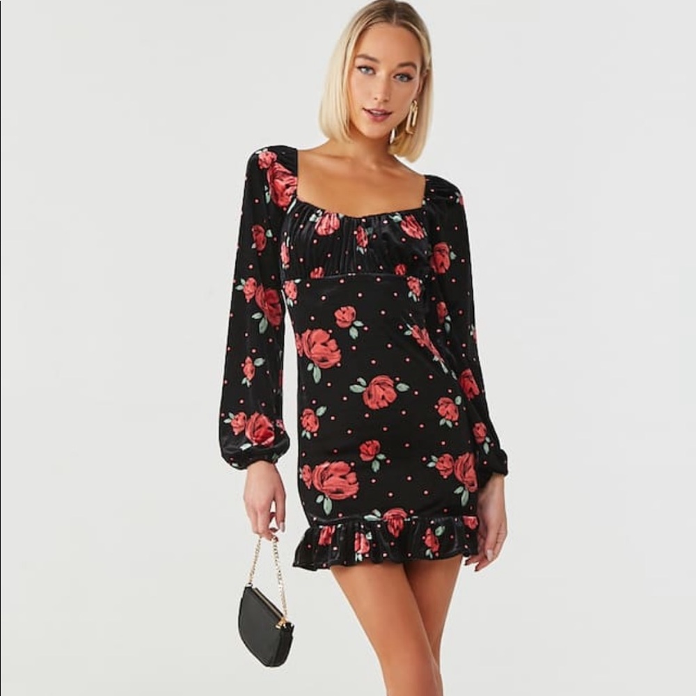 Date night rose print dress